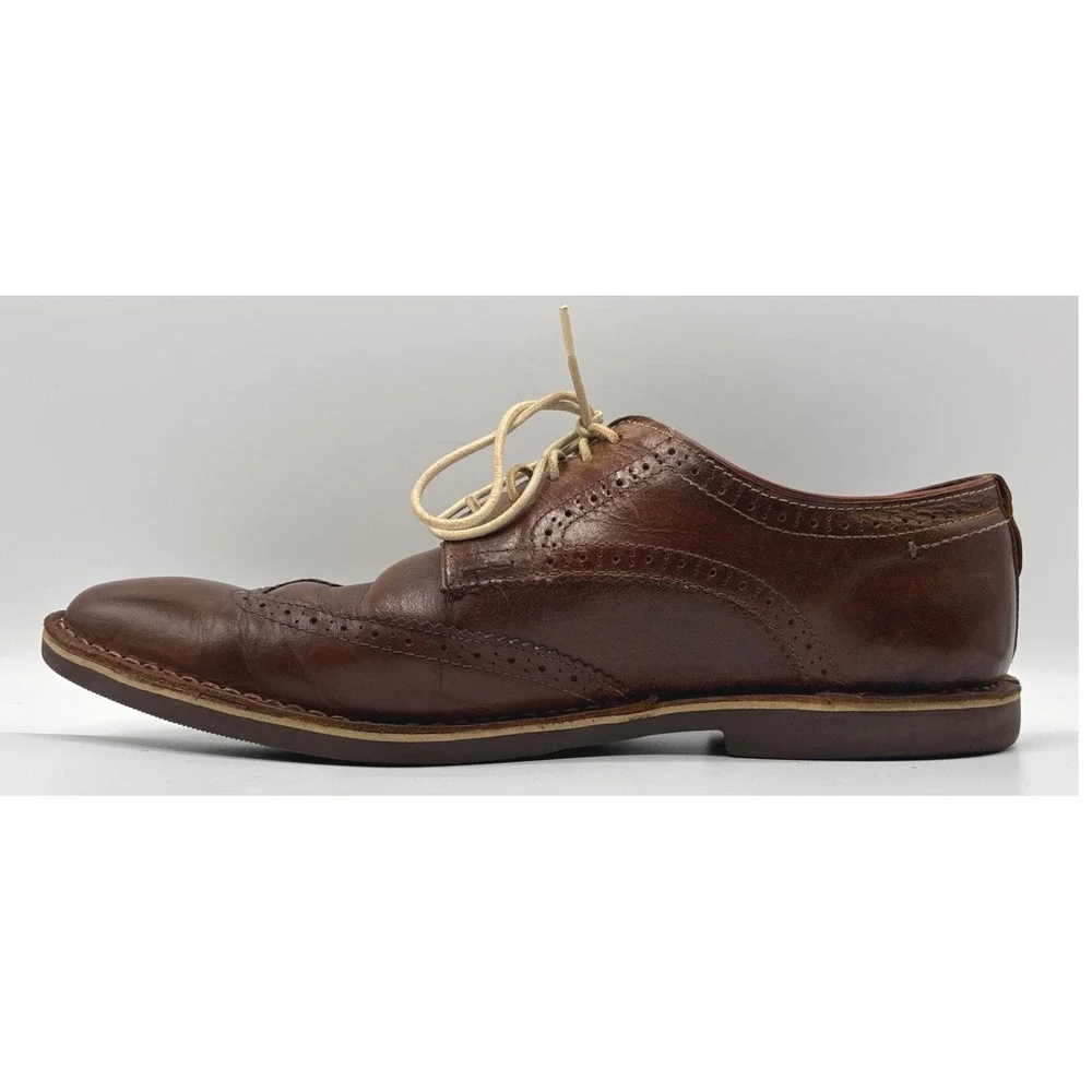 Steve Madden Men's Brn Leather Wingtip Derby Dress Shoes Brogue Business Casual